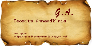 Geosits Annamária névjegykártya